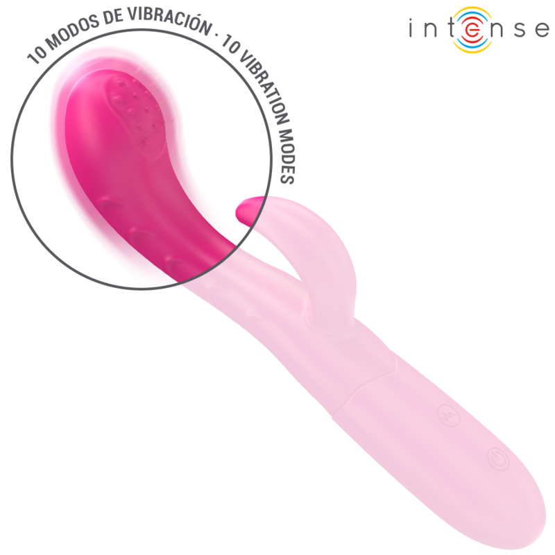 Vibratore rosa INTENSE Fun Amara con lingua stimolante e 10 modalità di vibrazione, design ergonomico e dettagli realistici