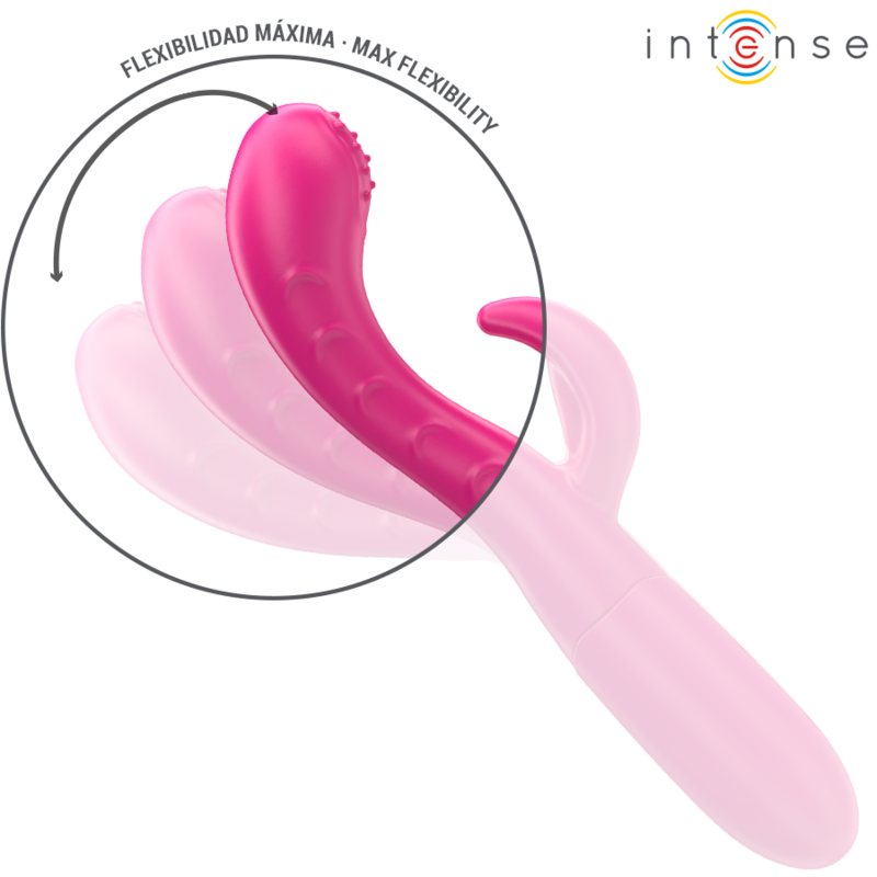 Vibratore INTENSE Amara con lingua stimolante, 10 vibrazioni, colore rosa, design ergonomico e dettagli realistici.