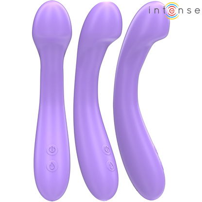 Vibratore Becky INTENSE Fun, 19 cm, riscaldabile, con 7 modalità di vibrazione, colore viola, design ergonomico.