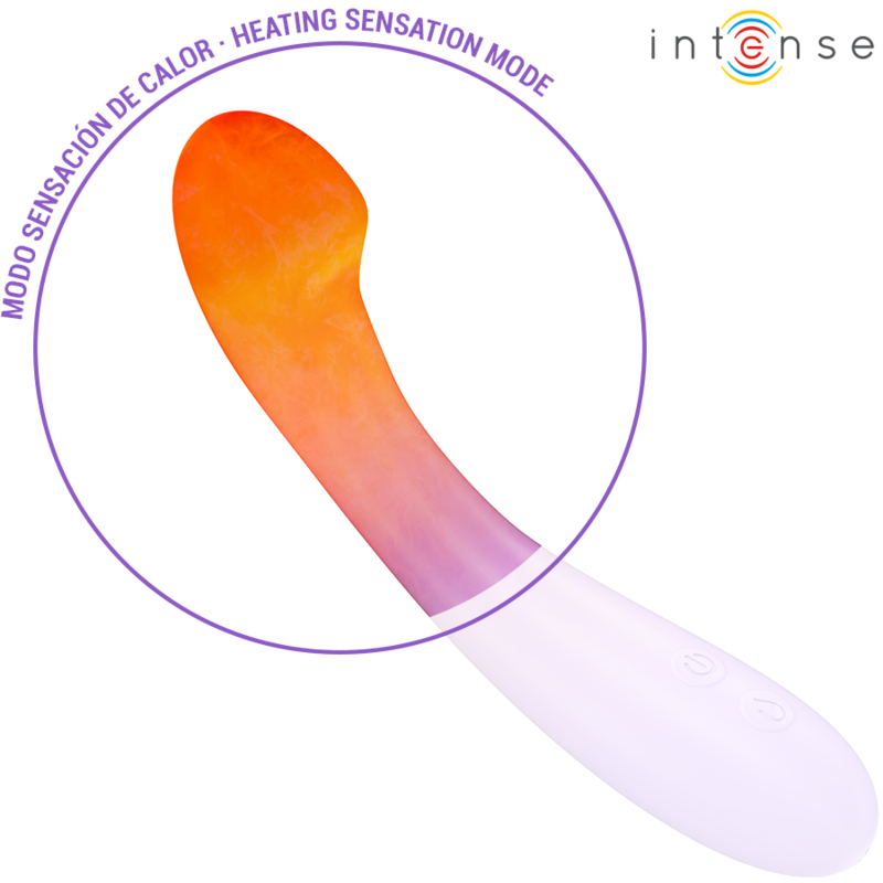 Vibratore Becky INTENSE FUN, 19 cm, riscaldabile, con 7 modalità di vibrazione, colore viola, dettaglio dell'oggetto.