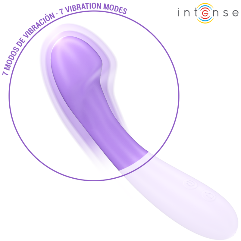 Vibratore Becky INTENSE FUN, 19 cm, riscaldabile, con 7 modalità di vibrazione, colore viola, in silicone.