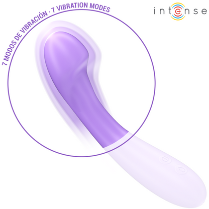 Vibratore Becky INTENSE FUN, 19 cm, riscaldabile, con 7 modalità di vibrazione, colore viola, in silicone.