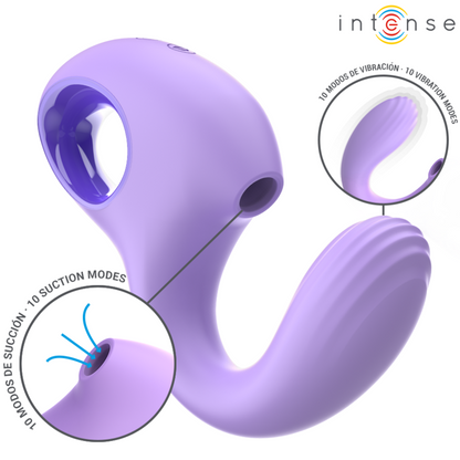 Vibratore e stimolatore Baxter viola del marchio INTENSE FUN, con forma ergonomica e dettagli di alta qualità.