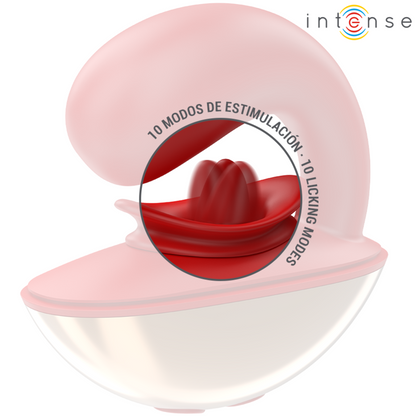Vibratore e stimolatore Mariah a forma di U rosso di INTENSE FUN con 10 vibrazioni, design ergonomico e dettagli visibili in immagine.