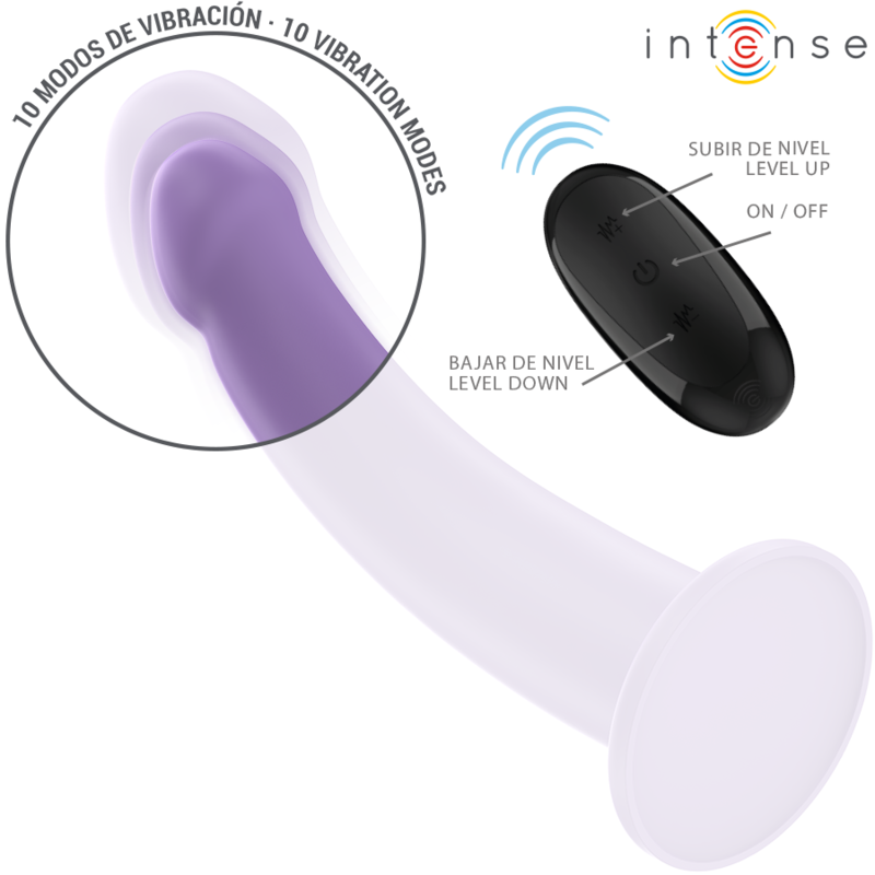 Vibratore INTENSE Eddie viola da 17,5 cm con telecomando e 10 vibrazioni, prodotto di INTENSE FUN.
