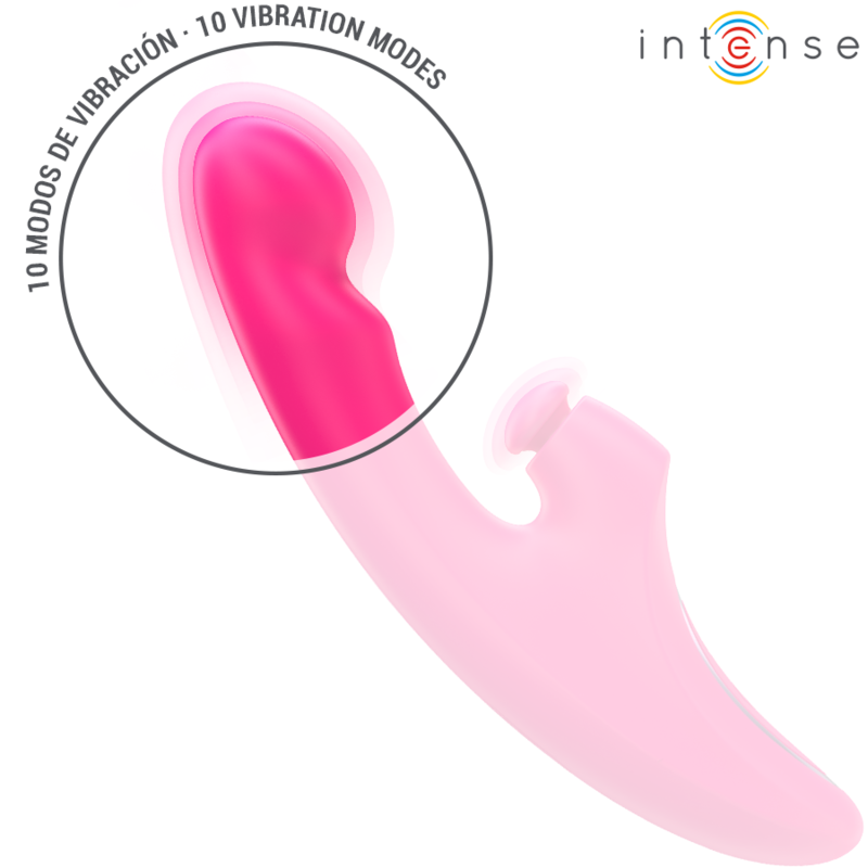 Vibratore femminile INTENSE EMI 13,5 cm, multifunzione 3 in 1 con 10 vibrazioni, colore rosa, marca INTENSE FUN