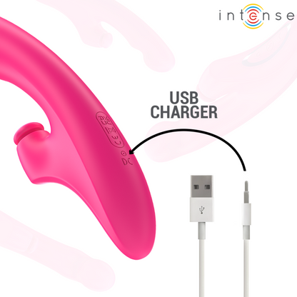 Vibratore INTENSE EMI rosa da 13,5 cm, multifunzione 3 in 1 con 10 modalità di vibrazione, design elegante e compatto.