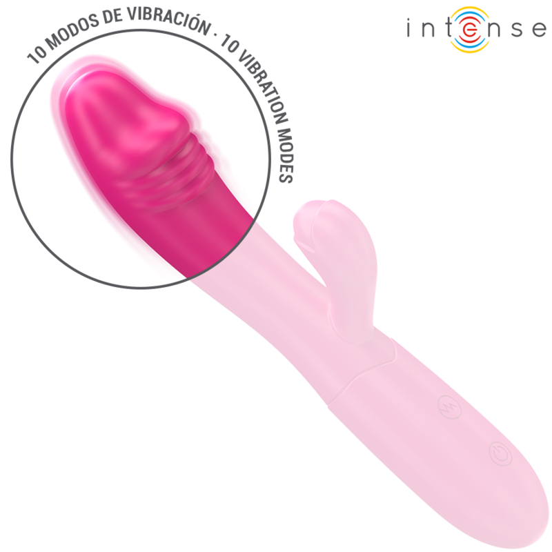 Vibratore flessibile INTENSE Ivy rosa con 10 modalità di vibrazione e stimolazione della lingua, design ergonomico e morbido.