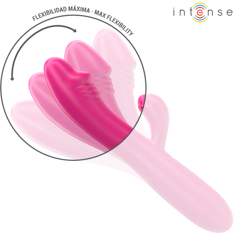 Vibratore flessibile INTENSE Ivy rosa con 10 modalità di vibrazione e stimolazione della lingua, design ergonomico.