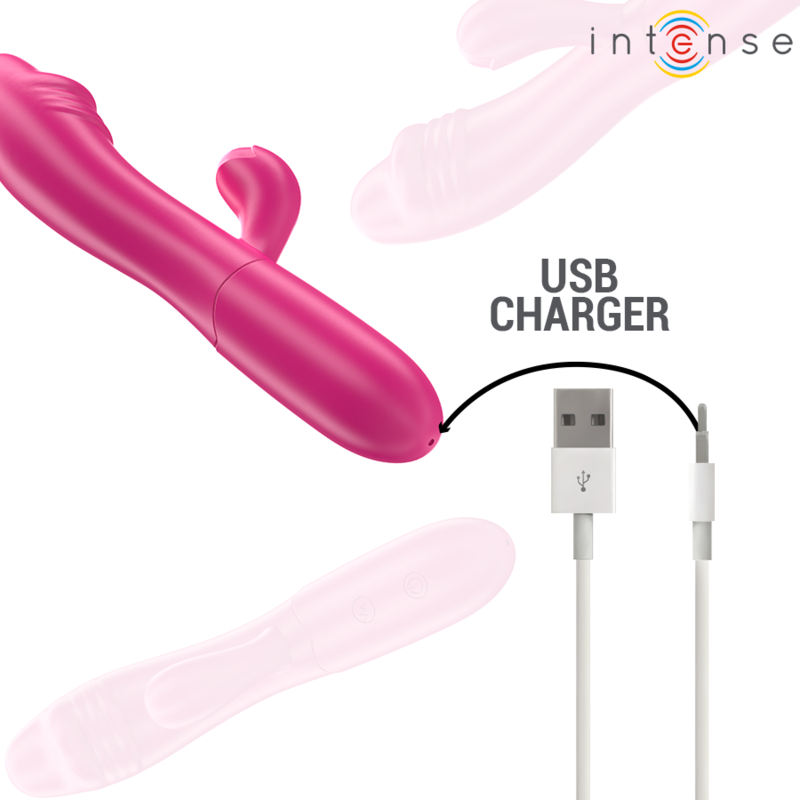 Vibratore flessibile INTENSE Ivy rosa con 10 vibrazioni e stimolazione della lingua, design ergonomico e morbido.