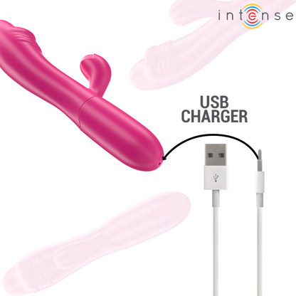 Vibratore flessibile INTENSE Ivy rosa con 10 vibrazioni e stimolazione della lingua, design ergonomico e morbido.