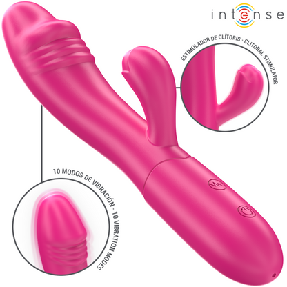 Vibratore flessibile INTENSE Ivy rosa con 10 vibrazioni e stimolazione della lingua, design ergonomico, prodotto da INTENSE FUN.
