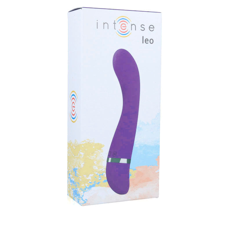 Vibratore Leo Lilla in silicone di lusso INTENSE FUN, design elegante e dettagli morbidi, perfetto per il piacere personale.