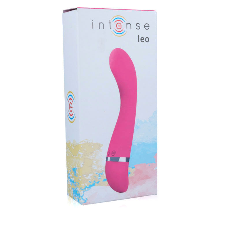 Vibratore Leo rosa in silicone di lusso INTENSE FUN, design elegante e superficie liscia, adatto a stimolazione intensa.