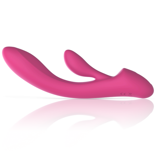 Vibratore Luigi Rabbit in silicone liquido rosa di INTENSE FUN, con design ergonomico e dettagli realistici per piacere.