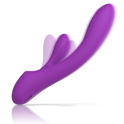 Vibratore Luigi Rabbit in silicone liquido viola di INTENSE FUN, con design ergonomico e dettagli realistici per piacere intenso.