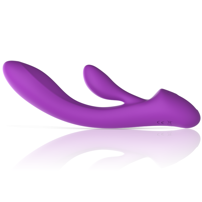 Vibratore Luigi Rabbit in silicone liquido viola di INTENSE FUN, con design ergonomico e dettagli realistici per piacere intenso.