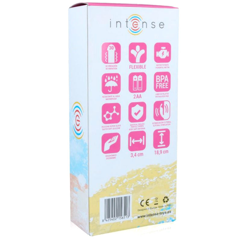 Vibratore Luxe in silicone rosa della linea INTENSE, prodotto INTENSE FUN, con design elegante e superficie liscia.