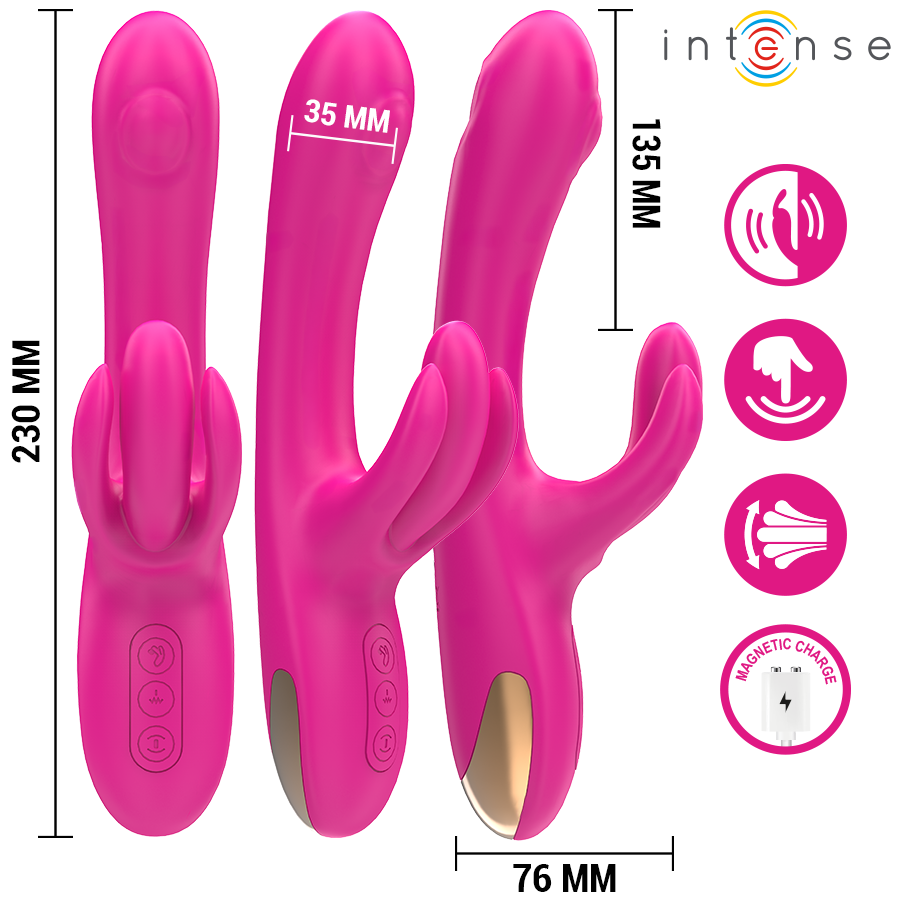 Vibratore multifunzione coniglio Britney INTENSE FUN, 23 cm, colore rosa, con dettagli realistici e stimolazione mirata.