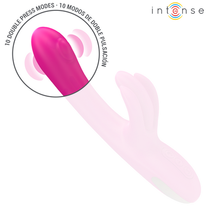Vibratore multifunzione coniglio Britney INTENSE FUN, 23 cm, colore rosa, design ergonomico e dettagli realistici.