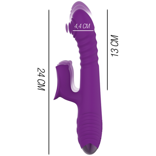 Vibratore multifunzione INTENSE Iggy Up & Down ricaricabile con stimolatore clitorale, colore viola, dettaglio dell'oggetto.