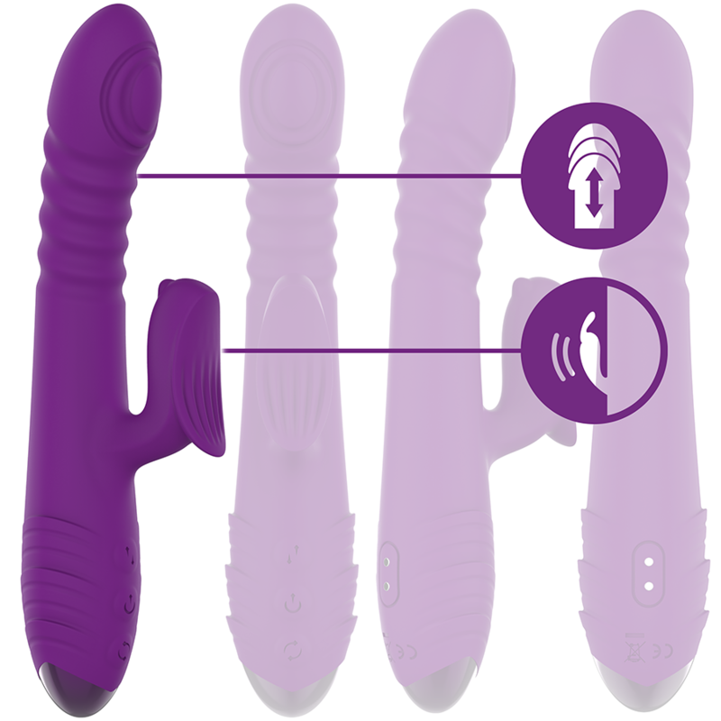 Vibratore multifunzione ricaricabile INTENSE Iggy Up & Down con stimolatore clitorale viola, design ergonomico e stimolante