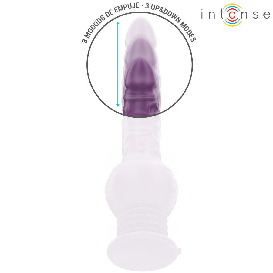 Vibratore multifunzione INTENSE Tatum, 24 cm, con vibrazioni su e giù, colore viola, design ergonomico e stimolante.