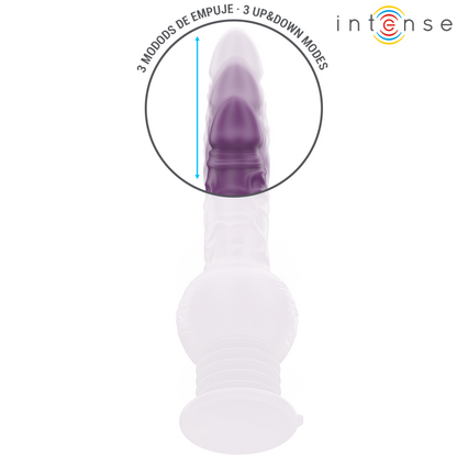 Vibratore multifunzione INTENSE Tatum, 24 cm, con vibrazioni su e giù, colore viola, design ergonomico e stimolante.