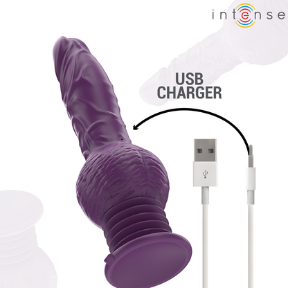 Vibratore multifunzione INTENSE Tatum 24 cm viola con vibrazione su e giù, design elegante e tecnologia avanzata.