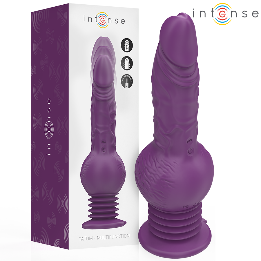 Vibratore multifunzione Tatum di INTENSE FUN, 24 cm, con vibrazione su e giù, colore viola, design ergonomico e versatile