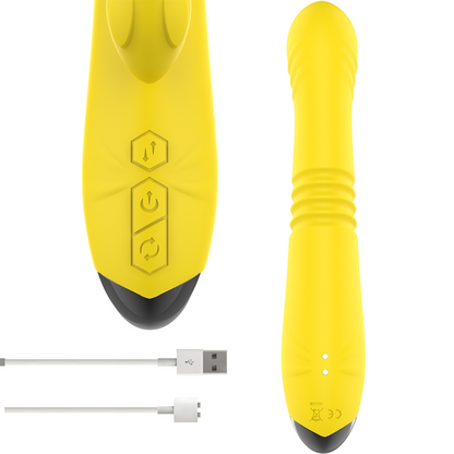 Vibratore multifunzione INTENSE Tokyo Up & Down con stimolatore clitorale giallo, design ergonomico e funzionale per il piacere
