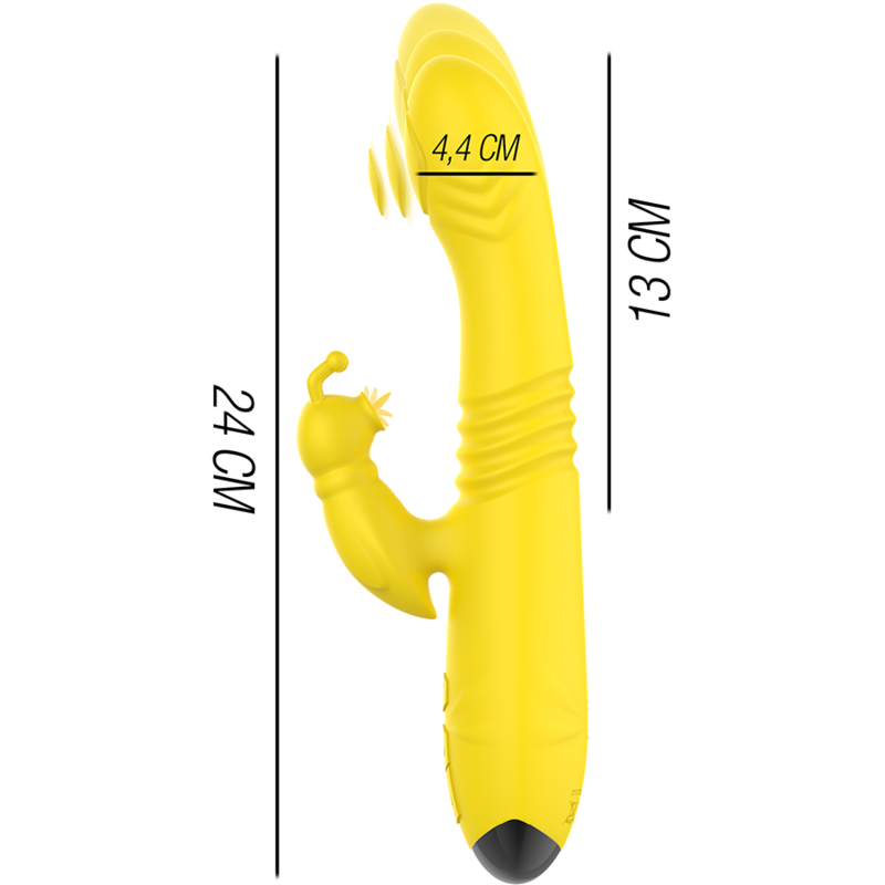 Vibratore multifunzione INTENSE Tokyo Up & Down con stimolatore clitorale giallo, design ergonomico e funzione regolabile