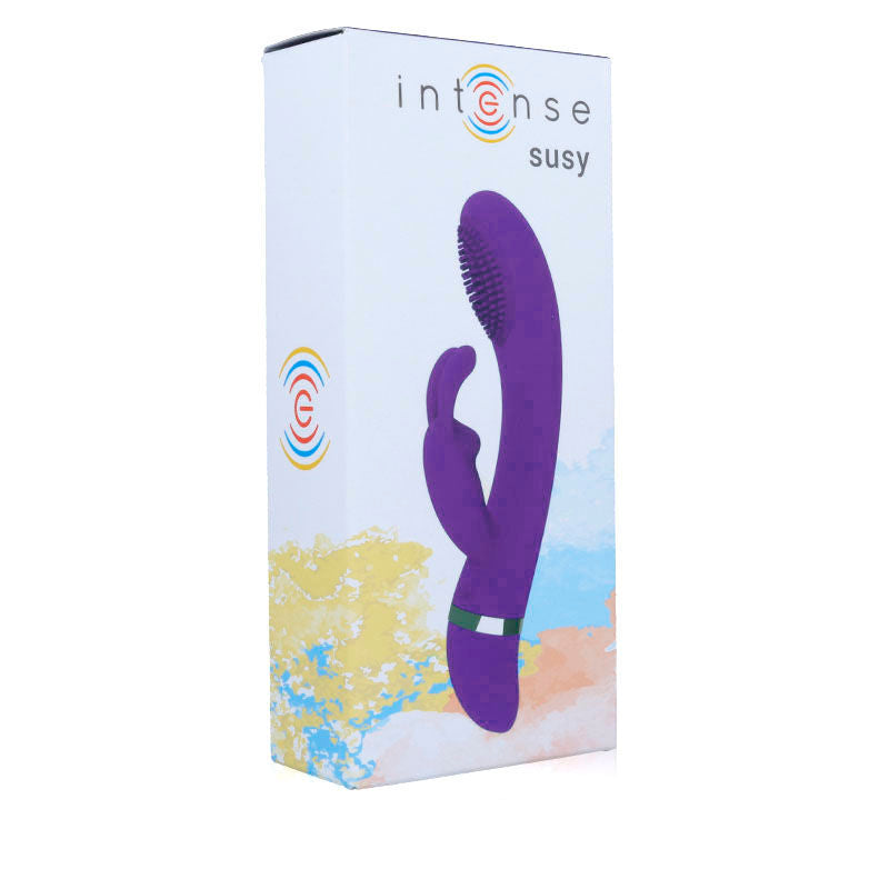 Vibratore oscillante in silicone rabbit lilla INTENSE FUN, con design ergonomico e dettagli morbidi e realistici.