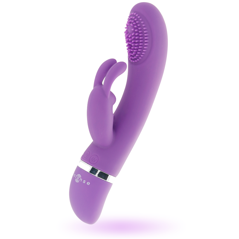 Vibratore oscillante in silicone color lilla con forma a coniglio, marca INTENSE FUN, modello Susy.