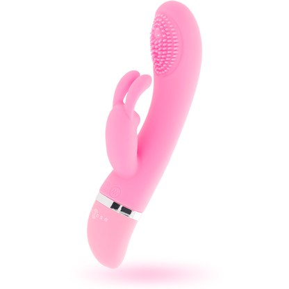 Vibratore oscillante SUSY in silicone rosa con forma di coniglio, prodotto da INTENSE FUN, visibile in dettaglio.