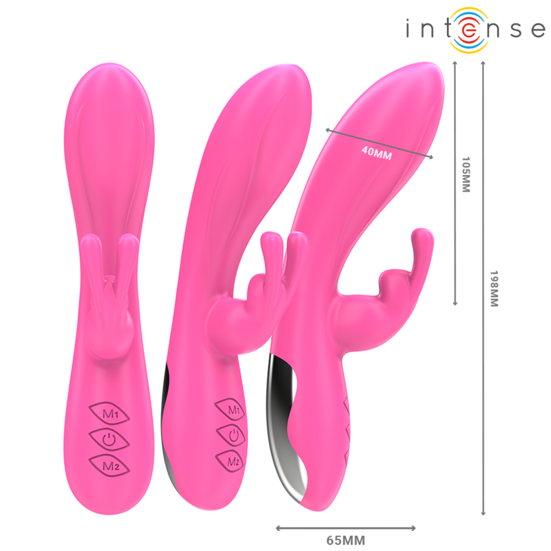 Vibratore Randall Rabbit rosa di INTENSE FUN con 10 modalità di vibrazione, design ergonomico e dettagli realistici.