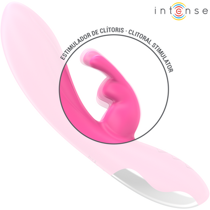Vibratore Randall Rabbit rosa INTENSE FUN con 10 vibrazioni, design elegante e dettagli curati, visibile nella immagine