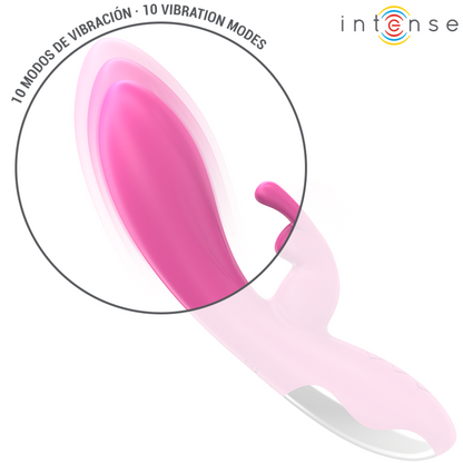 Vibratore Randall Rabbit rosa di INTENSE FUN con 10 modalità di vibrazione, dettagli realistici e design ergonomico