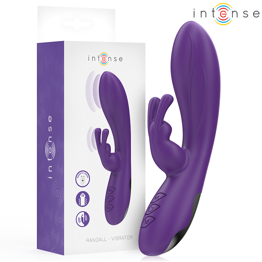Vibratore Randall Rabbit viola di INTENSE FUN con 10 modalità di vibrazione, design elegante e stimolante.