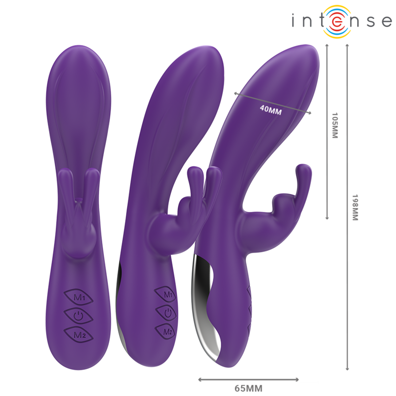 Vibratore Randall Rabbit viola di INTENSE FUN con 10 modalità di vibrazione, design ergonomico e dettagli realistici.
