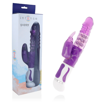 Vibratore rotante Guppy lilla di INTENSE FUN, elegante e compatto, con superficie liscia e design moderno.