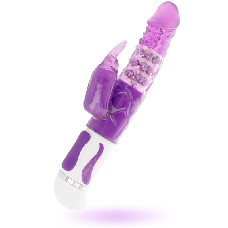 Vibratore rotante Guppy lilla del marchio INTENSE FUN, con design compatto e dettagli colorati.