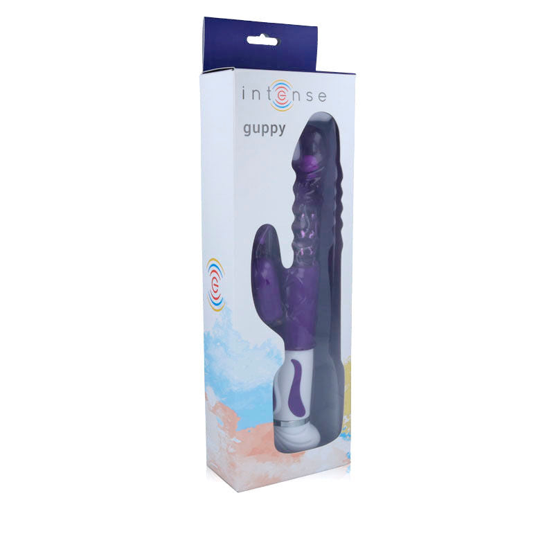 Vibratore rotante Guppy lilla di INTENSE FUN, morbido e compatto, con design ergonomico e superficie liscia.