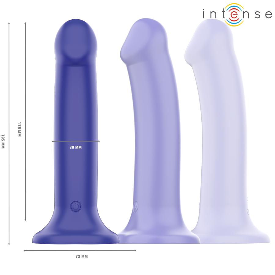 Vibratore Victoria con ventosa blu scuro e telecomando, 10 modalità di vibrazione, prodotto INTENSE FUN, per piacere intimo.