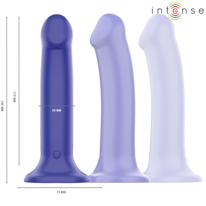 Vibratore Victoria con ventosa blu scuro e telecomando, 10 modalità di vibrazione, prodotto INTENSE FUN, per piacere intimo.
