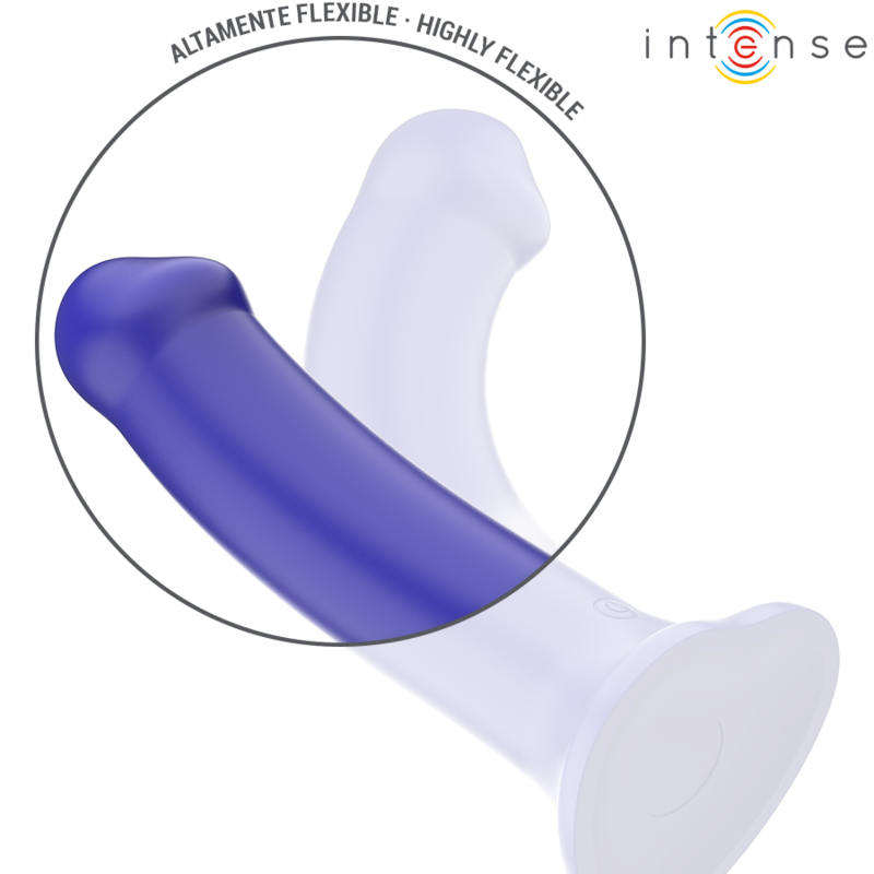 Vibratore Victoria con ventosa e telecomando, 10 vibrazioni, colore blu scuro, marca INTENSE FUN.