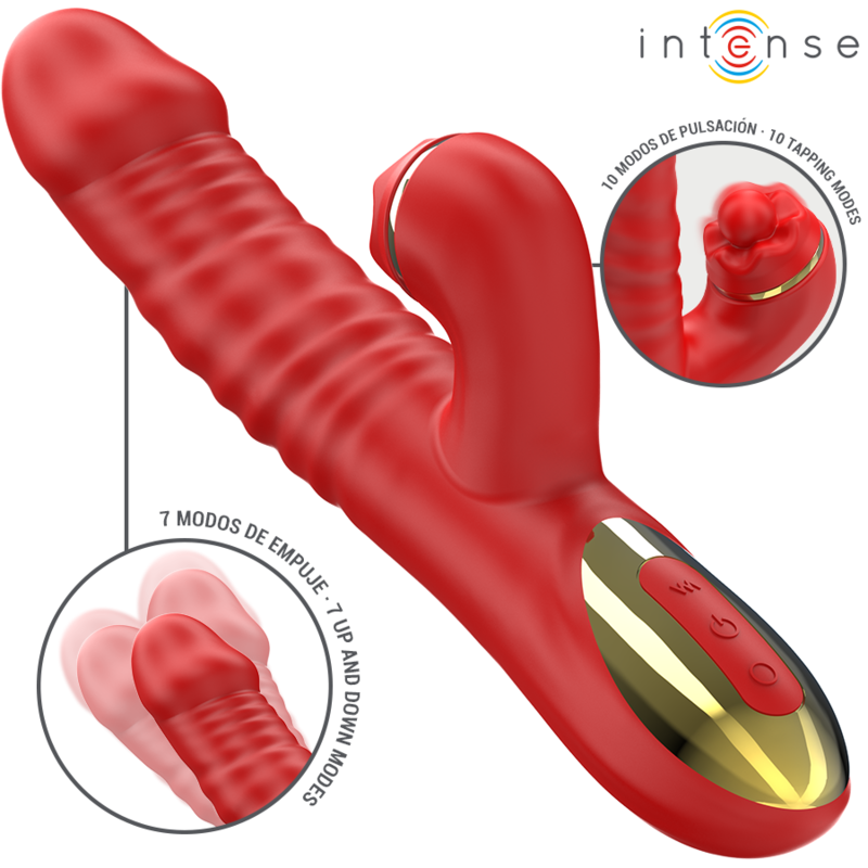 Vibrazione Thalia e spinta Intense Fun con effetto rosso Tapping, dispositivo di piacere per stimolazione intensa.