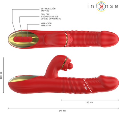 Vibrazione Thalia e Spinta INTENSE FUN, rosso con dettagli in nero, design ergonomico e manico antiscivolo.