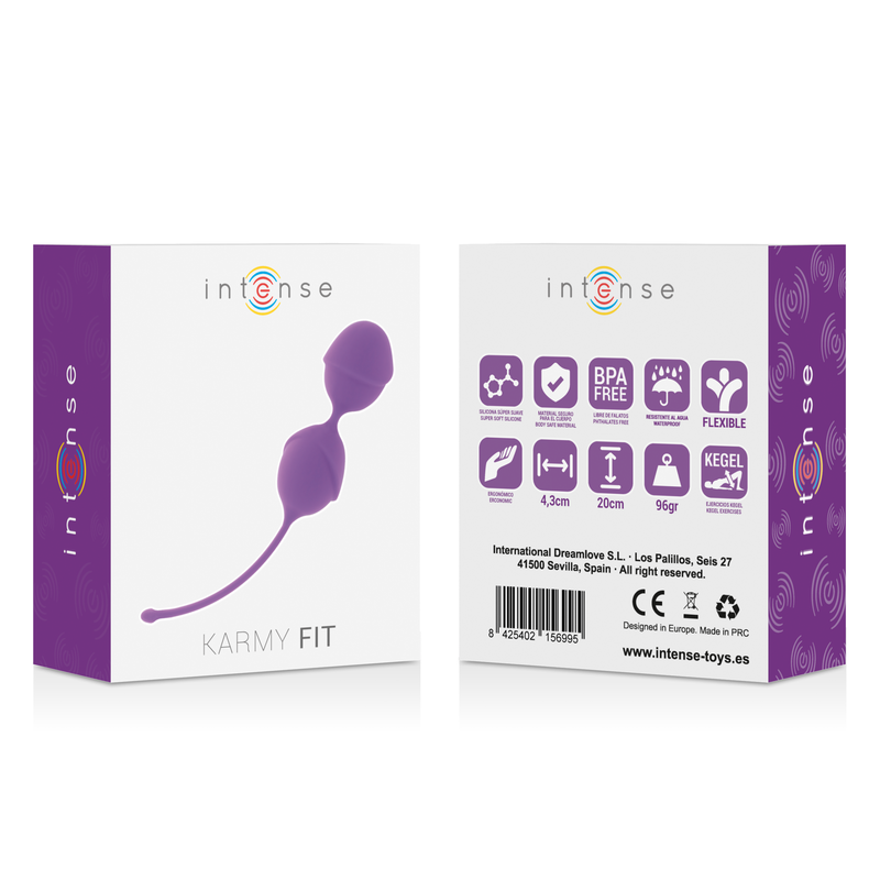 Silicone Kegel INTENSE KARMY FIT Lilla di INTENSE HEALTH & FUN, oggetto di esercizi di tonificazione pelvica.