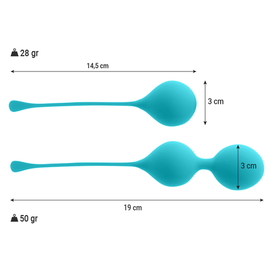 Palle Kegel INTENSE in blu, set di esercizi per il pavimento pelvico, marca INTENSE HEALTH & FUN, visibile in primo piano.